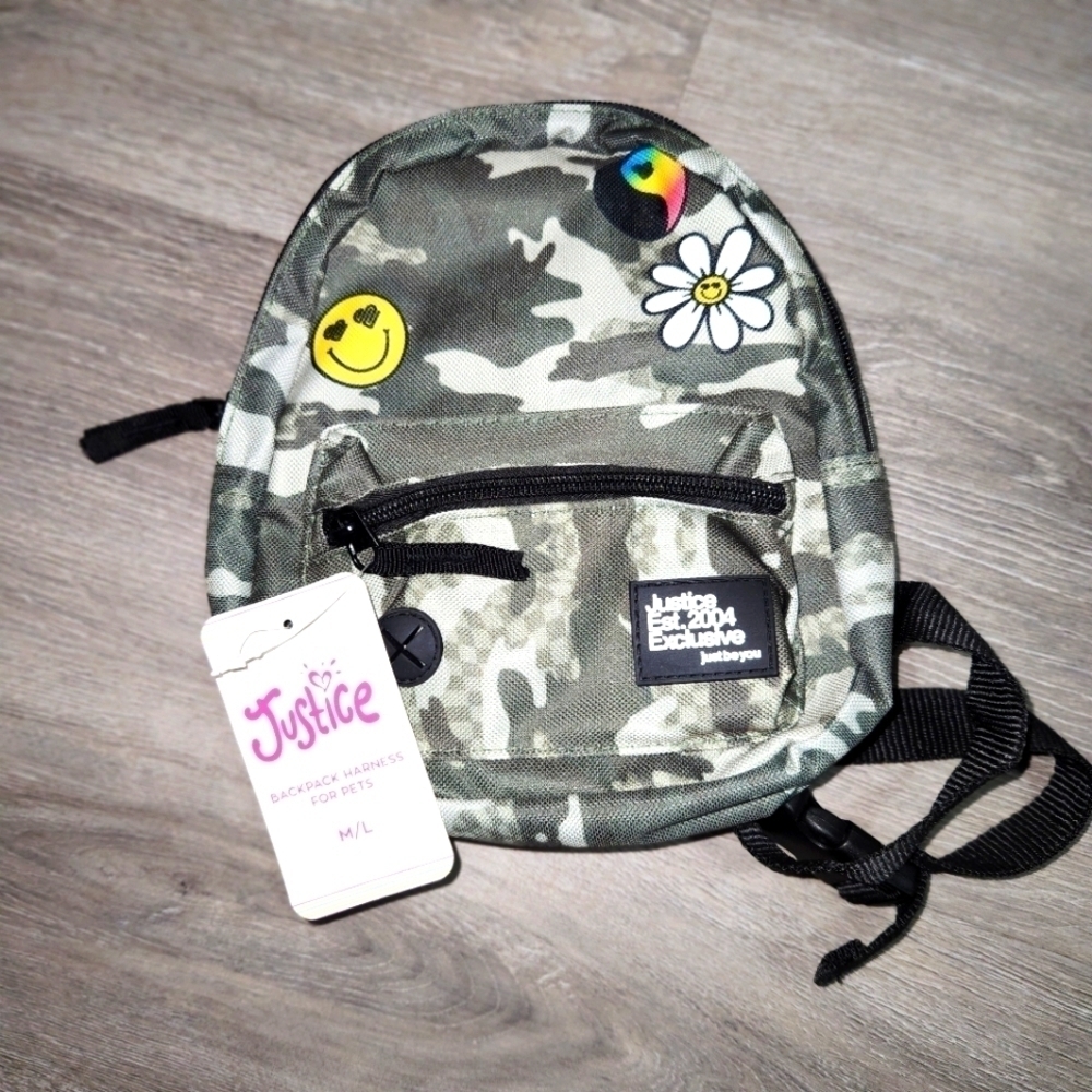 Justice backpack harness for pets/dogs. Camouflage. 2 sizes available